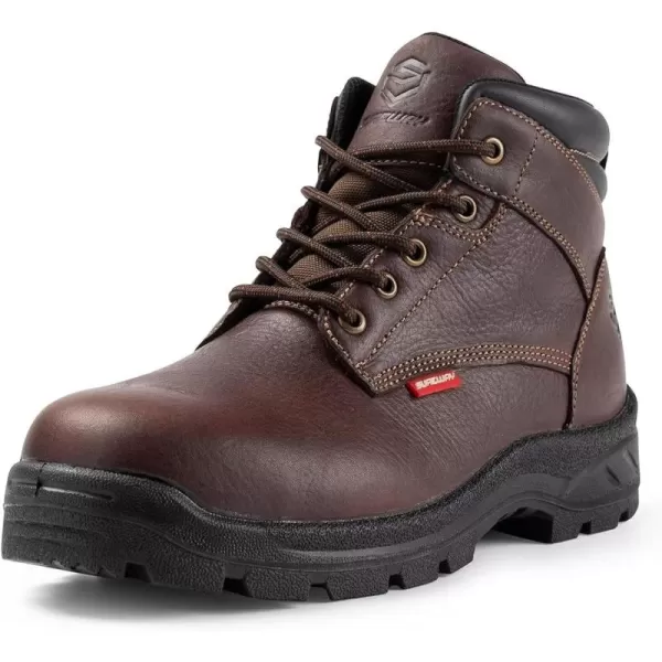 SUREWAY Mens Waterproof Soft Toe Work Boots/Shoes for Men - Lightweight,Anti-Fatigue,Full-Grain Leather,Durable Comfortable Proved,Oil/Slip Resistant Safety Industrial Construction Boots