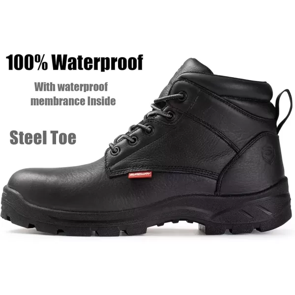 SUREWAY Mens Waterproof Soft Toe Work Boots/Shoes for Men - Lightweight,Anti-Fatigue,Full-Grain Leather,Durable Comfortable Proved,Oil/Slip Resistant Safety Industrial Construction Boots