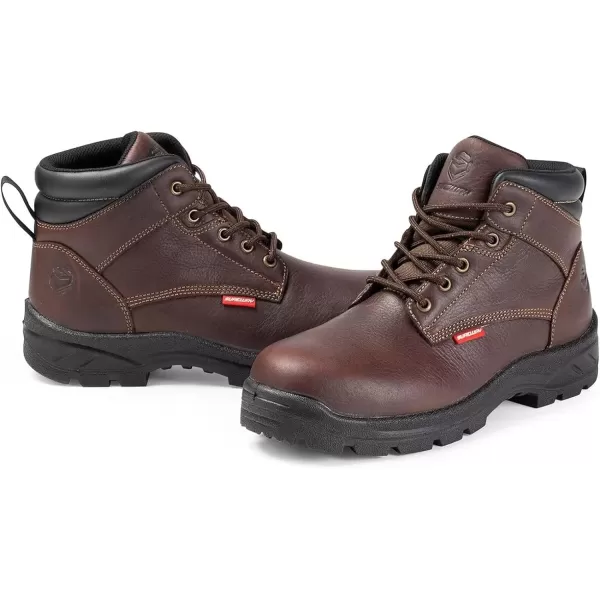 SUREWAY Mens Waterproof Soft Toe Work Boots/Shoes for Men - Lightweight,Anti-Fatigue,Full-Grain Leather,Durable Comfortable Proved,Oil/Slip Resistant Safety Industrial Construction Boots