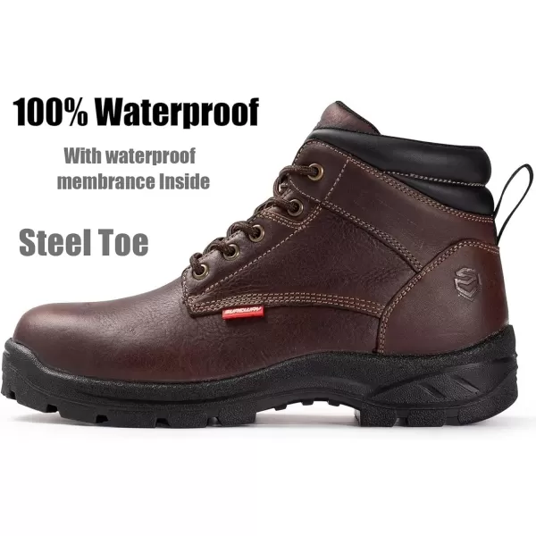 SUREWAY Mens Waterproof Soft Toe Work Boots/Shoes for Men - Lightweight,Anti-Fatigue,Full-Grain Leather,Durable Comfortable Proved,Oil/Slip Resistant Safety Industrial Construction Boots