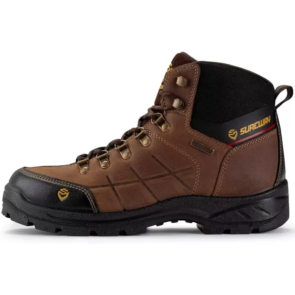 SUREWAY Mens Waterproof Steel Toe Work Boots/Shoes for Men,Genuine Leather,Unique Comfort Design,Oil/Slip Resistant,EH Safety Industrial &amp; Construction Boots