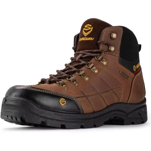 SUREWAY Mens Waterproof Steel Toe Work Boots/Shoes for Men,Genuine Leather,Unique Comfort Design,Oil/Slip Resistant,EH Safety Industrial &amp; Construction Boots