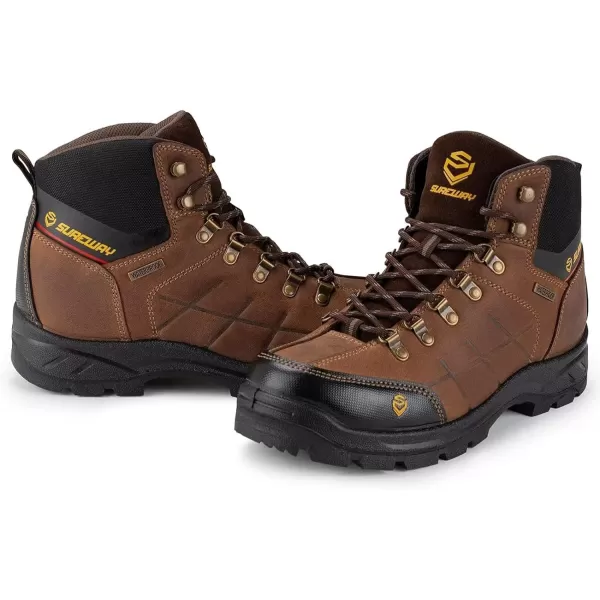 SUREWAY Mens Waterproof Steel Toe Work Boots/Shoes for Men,Genuine Leather,Unique Comfort Design,Oil/Slip Resistant,EH Safety Industrial &amp; Construction Boots