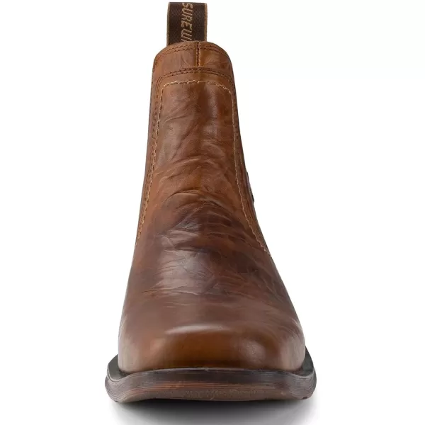 SUREWAY Mens Western Cowboy Boots Square Toe,All-Weather Rugged Slip On Work/Casual/Dress Boots Pull-On Chelsea Boots/Shoes for Men,Built for Ultimate Comfort &amp; Durability