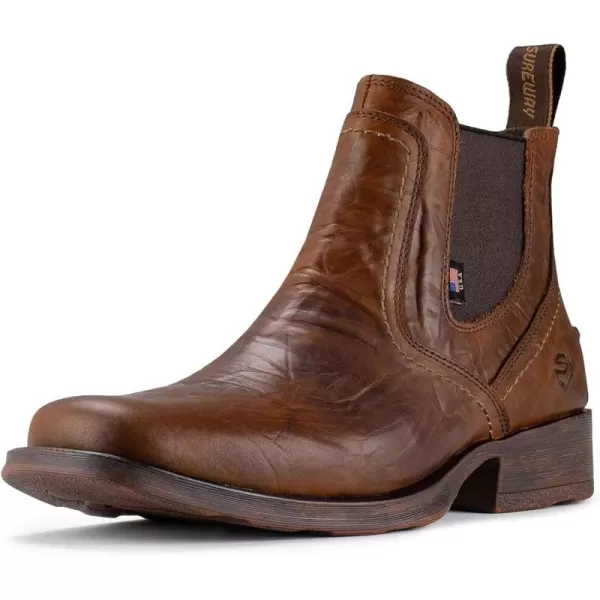 SUREWAY Mens Western Cowboy Boots Square Toe,All-Weather Rugged Slip On Work/Casual/Dress Boots Pull-On Chelsea Boots/Shoes for Men,Built for Ultimate Comfort &amp; Durability
