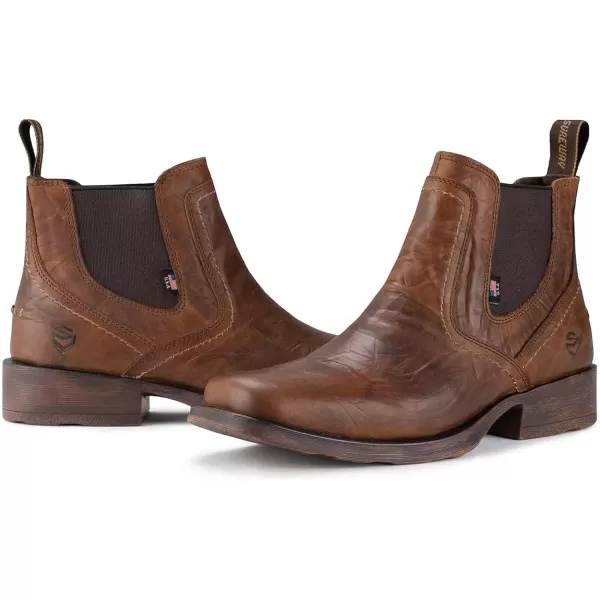 SUREWAY Mens Western Cowboy Boots Square Toe,All-Weather Rugged Slip On Work/Casual/Dress Boots Pull-On Chelsea Boots/Shoes for Men,Built for Ultimate Comfort &amp; Durability