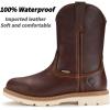 imageSUREWAY Mens 10 in SoftSteel Toe Waterproof Wellington BootHeavy Duty Pull On Work Boots for MenFull Grain LeatherGoodyear WeltedSuperior Slip ResistantWaterproof Soft Toe Dark Brown
