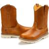 imageSUREWAY Mens 10 in SoftSteel Toe Waterproof Wellington BootHeavy Duty Pull On Work Boots for MenFull Grain LeatherGoodyear WeltedSuperior Slip ResistantWaterproof Steel Toe Light Brown