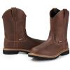 imageSUREWAY Mens 10 in SoftSteel Toe Waterproof Wellington BootHeavy Duty Pull On Work Boots for MenFull Grain LeatherGoodyear WeltedSuperior Slip ResistantWaterproof Soft Toe Brown