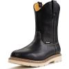 imageSUREWAY Mens 10 in SoftSteel Toe Waterproof Wellington BootHeavy Duty Pull On Work Boots for MenFull Grain LeatherGoodyear WeltedSuperior Slip ResistantWaterproof Steel Toe Black