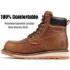 imageSUREWAY Mens Heavy Duty SoftCompositeSteel Toe Work Boots for MenComfortableGoodyearWeltFull Grain Leather6 in Wedge Moc Toe Construction BootsShoesSoft Toe Tobacco