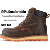 imageSUREWAY Mens Heavy Duty SoftCompositeSteel Toe Work Boots for MenComfortableGoodyearWeltFull Grain Leather6 in Wedge Moc Toe Construction BootsShoesSoft Toe Brown