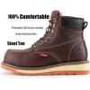 imageSUREWAY Mens Heavy Duty SoftCompositeSteel Toe Work Boots for MenComfortableGoodyearWeltFull Grain Leather6 in Wedge Moc Toe Construction BootsShoesSteel Toe Dark Brown