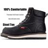 imageSUREWAY Mens Heavy Duty SoftCompositeSteel Toe Work Boots for MenComfortableGoodyearWeltFull Grain Leather6 in Wedge Moc Toe Construction BootsShoesSteel Toe White Sole