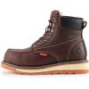 imageSUREWAY Mens Heavy Duty SoftCompositeSteel Toe Work Boots for MenComfortableGoodyearWeltFull Grain Leather6 in Wedge Moc Toe Construction BootsShoesSteel Toe Dark Brown