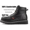 imageSUREWAY Mens Heavy Duty SoftCompositeSteel Toe Work Boots for MenComfortableGoodyearWeltFull Grain Leather6 in Wedge Moc Toe Construction BootsShoesWateproof Soft Toe Black