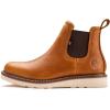 imageSUREWAY Mens Slip On Chlesea Work Boots for Men  Lightweight Full Grain LeatherSlipresistant Wedge SoleLight Brown Soft Toe
