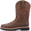 imageSUREWAY Mens Western Square Toe Cowboy Boots for MenSoftSteel Toe Full Grain Leather Slip On Pull On Work Boots for Construction FarmingSoft Toe Brown