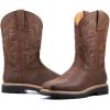 imageSUREWAY Mens Western Square Toe Cowboy Boots for MenSoftSteel Toe Full Grain Leather Slip On Pull On Work Boots for Construction FarmingSteel Toe Brown