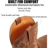 imageSUREWAY Mens Western Square Toe Cowboy Boots for MenSoftSteel Toe Full Grain Leather Slip On Pull On Work Boots for Construction FarmingWaterproof Soft Toe Brown
