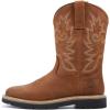 imageSUREWAY Mens Western Square Toe Cowboy Boots for MenSoftSteel Toe Full Grain Leather Slip On Pull On Work Boots for Construction FarmingWaterproof Soft Toe Brown