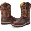 imageSUREWAY Mens Western Square Toe Cowboy Boots for MenSoftSteel Toe Full Grain Leather Slip On Pull On Work Boots for Construction FarmingWaterproof Steel Toe Dark Brown