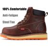 imageSUREWAY 6 in Mens Heavy Duty SoftSteel Toe Work Boots for MenGoodyear WeltedFull Grain LeatherSlip ResistantEH Safety Industrial Construction BootSteel Toe Dark Brown