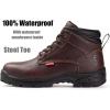 imageSUREWAY Mens Waterproof SoftSteel Toe Work BootsShoes for MenFullGrain LeatherOilSlip ResistantLightweightAntiFatigue for StandingWalking All Day LongWaterproof Steel Toe Brown