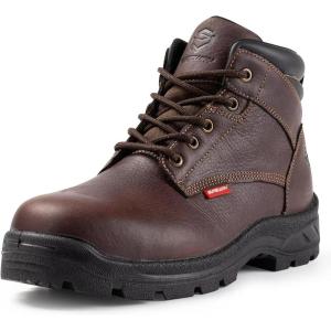 imageSUREWAY Mens Waterproof SoftSteel Toe Work BootsShoes for MenFullGrain LeatherOilSlip ResistantLightweightAntiFatigue for StandingWalking All Day LongWaterproof Steel Toe Brown