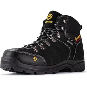 imageSUREWAY Mens Waterproof Steel Toe Work BootsShoes for MenGenuine Full Grain LeatherDurableampamp ComfortableLightweightOilSlip ResistantWaterproof Steel Toed Black
