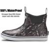 imageSUREWAY Mens Ankle Fishing Deck Boots for MenWaterproofProfessional NonSlip Soles for Wet Slippery SurfaceNeoprene Rubber Rain BootShoes for Hunting Boating GardeningRock Black