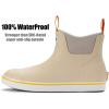 imageSUREWAY Mens Ankle Fishing Deck Boots for MenWaterproofProfessional NonSlip Soles for Wet Slippery SurfaceNeoprene Rubber Rain BootShoes for Hunting Boating GardeningBeige