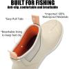 imageSUREWAY Mens Ankle Fishing Deck Boots for MenWaterproofProfessional NonSlip Soles for Wet Slippery SurfaceNeoprene Rubber Rain BootShoes for Hunting Boating GardeningBeige