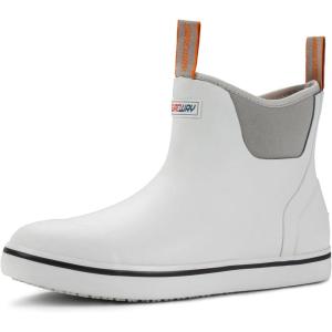 imageSUREWAY Mens Ankle Fishing Deck Boots for MenWaterproofProfessional NonSlip Soles for Wet Slippery SurfaceNeoprene Rubber Rain BootShoes for Hunting Boating GardeningWhite