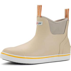 imageSUREWAY Mens Ankle Fishing Deck Boots for MenWaterproofProfessional NonSlip Soles for Wet Slippery SurfaceNeoprene Rubber Rain BootShoes for Hunting Boating GardeningBeige