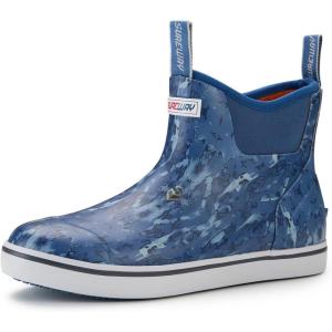 imageSUREWAY Mens Ankle Fishing Deck Boots for MenWaterproofProfessional NonSlip Soles for Wet Slippery SurfaceNeoprene Rubber Rain BootShoes for Hunting Boating GardeningSet Sail