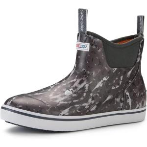 imageSUREWAY Mens Ankle Fishing Deck Boots for MenWaterproofProfessional NonSlip Soles for Wet Slippery SurfaceNeoprene Rubber Rain BootShoes for Hunting Boating GardeningRock Black