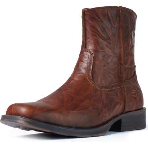imageSUREWAY Mens Western Chelsea Cowboy Boots for Men Square ToeAllWeather Rugged SlipOn WorkCasualDress Boots Shoes for MenBuilt for Comfort ampamp Durability7 Inch Brown
