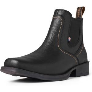 imageSUREWAY Mens Western Chelsea Cowboy Boots for Men Square ToeAllWeather Rugged SlipOn WorkCasualDress Boots Shoes for MenBuilt for Comfort ampamp DurabilityTumbled Black