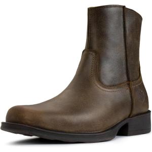 imageSUREWAY Mens Western Chelsea Cowboy Boots for Men Square ToeAllWeather Rugged SlipOn WorkCasualDress Boots Shoes for MenBuilt for Comfort ampamp Durability7 Inch Antiqued Brown