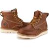 imageSUREWAY 6 in Mens Soft Toe Work Boots for MenFull Grain LeatherGoodyearWeltNonSlip EH Safety Industial Construction Wedge Moc Toe Work BootsShoesSoft Toe Tobacco