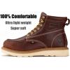 imageSUREWAY 6 in Mens Soft Toe Work Boots for MenFull Grain LeatherGoodyearWeltNonSlip EH Safety Industial Construction Wedge Moc Toe Work BootsShoesSoft Toe Dk Brown