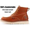 imageSUREWAY 6 in Mens Soft Toe Work Boots for MenFull Grain LeatherGoodyearWeltNonSlip EH Safety Industial Construction Wedge Moc Toe Work BootsShoesSoft Toe Light Brown