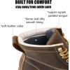 imageSUREWAY 6 in Mens Soft Toe Work Boots for MenFull Grain LeatherGoodyearWeltNonSlip EH Safety Industial Construction Wedge Moc Toe Work BootsShoesSoft Toe Brown