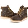 imageSUREWAY 6 in Mens Soft Toe Work Boots for MenFull Grain LeatherGoodyearWeltNonSlip EH Safety Industial Construction Wedge Moc Toe Work BootsShoesSoft Toe Brown