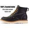 imageSUREWAY 6 in Mens Soft Toe Work Boots for MenFull Grain LeatherGoodyearWeltNonSlip EH Safety Industial Construction Wedge Moc Toe Work BootsShoesSoft Toe Black