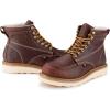 imageSUREWAY 6 in Mens Soft Toe Work Boots for MenFull Grain LeatherGoodyearWeltNonSlip EH Safety Industial Construction Wedge Moc Toe Work BootsShoesSoft Toe Dk Brown