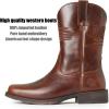 imageSUREWAY Mens 10 inch Western Cowboy Work Boots for Men Square ToePremium Full Grain LeatherGoodyear WeltedSuperior OilSlipWater ResistantSoft Toe Brown1003