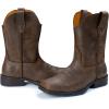 imageSUREWAY Mens 10 inch Western Cowboy Work Boots for Men Square ToePremium Full Grain LeatherGoodyear WeltedSuperior OilSlipWater ResistantSoft Toe Brown1008