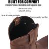 imageSUREWAY Mens 10 inch Western Cowboy Work Boots for Men Square ToePremium Full Grain LeatherGoodyear WeltedSuperior OilSlipWater ResistantSoft Toe Brown1002